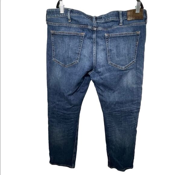 Express Stretch Soft Cotton Blend Slim Straight Blue medium Wash Jeans 38 x 30 - Picture 11 of 12